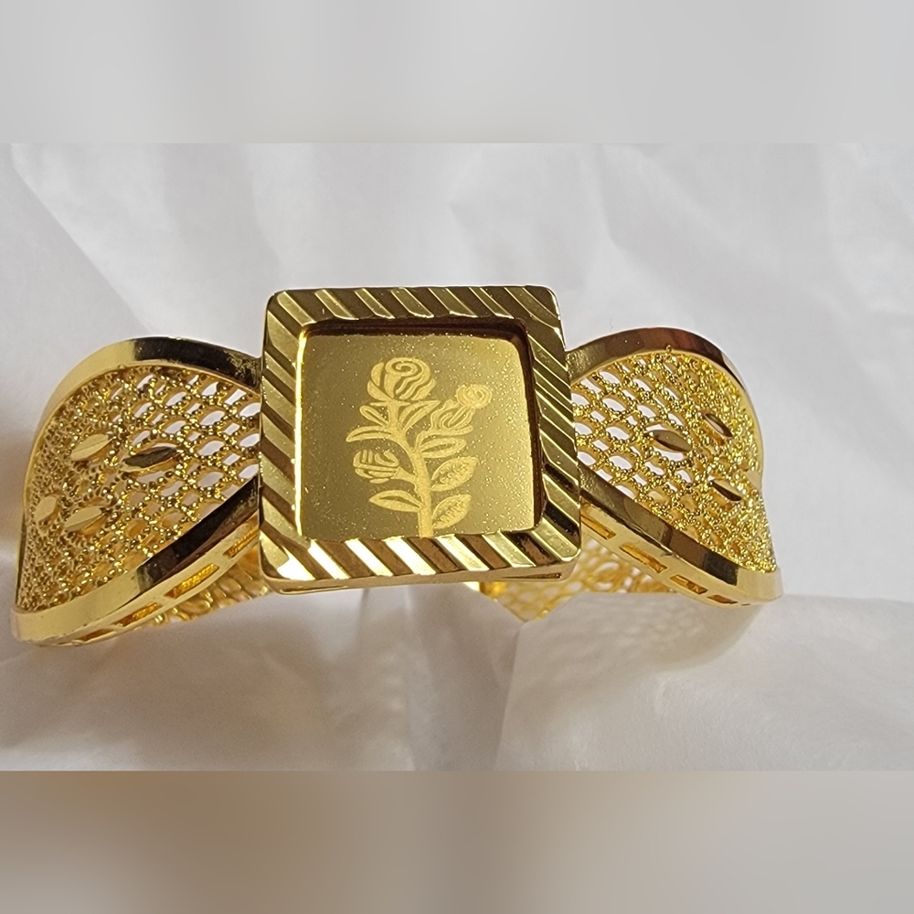 Filigree 22kt 24kt Gold Plated Bangle Bracelets India African Dubai Hinged Cuff